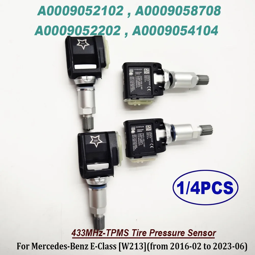 

1/4PCS A0009052102 433MHz TPMS Tire Pressure Sensor For 2017-2024 Benzz E-Class Coupe A0009058708 A0009052202 0009052102