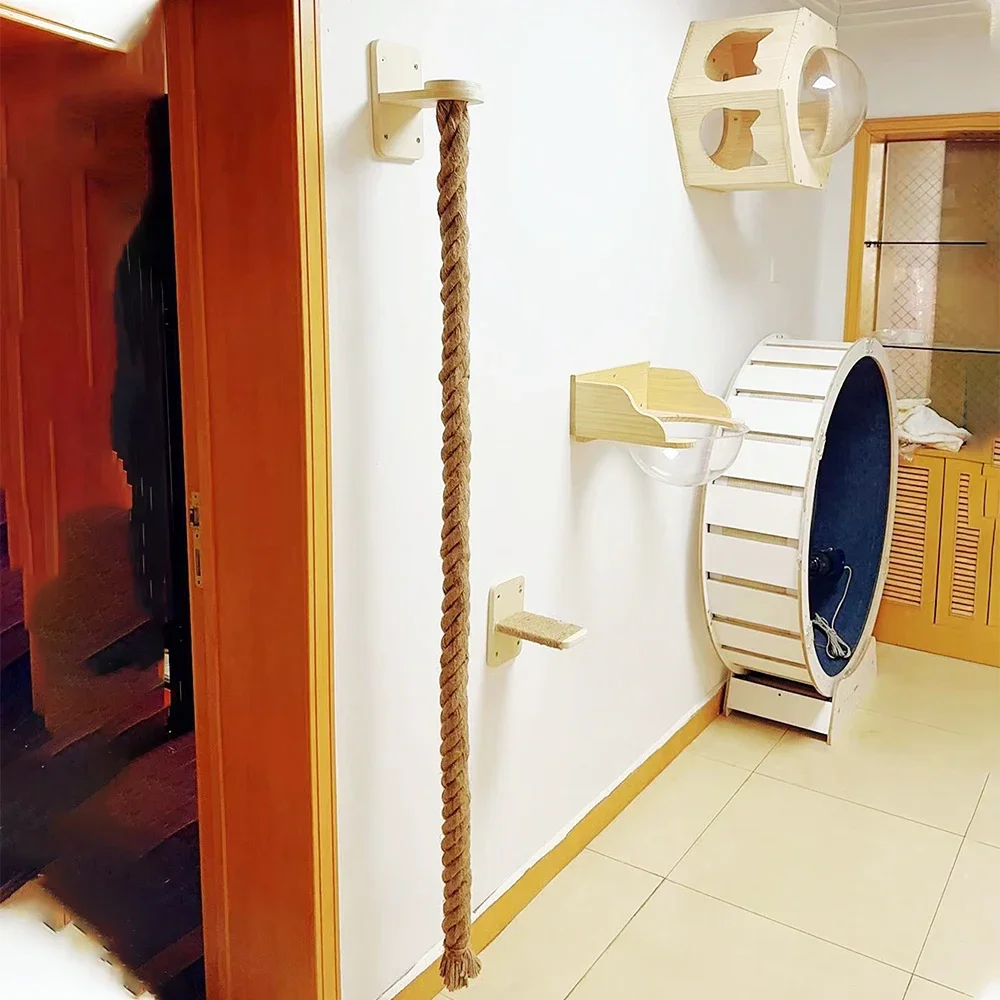 Cat climbing rope cat rack solid wood cat climbing rack sky-high rope large cat rope ladder wall-mounted cat jumping platform