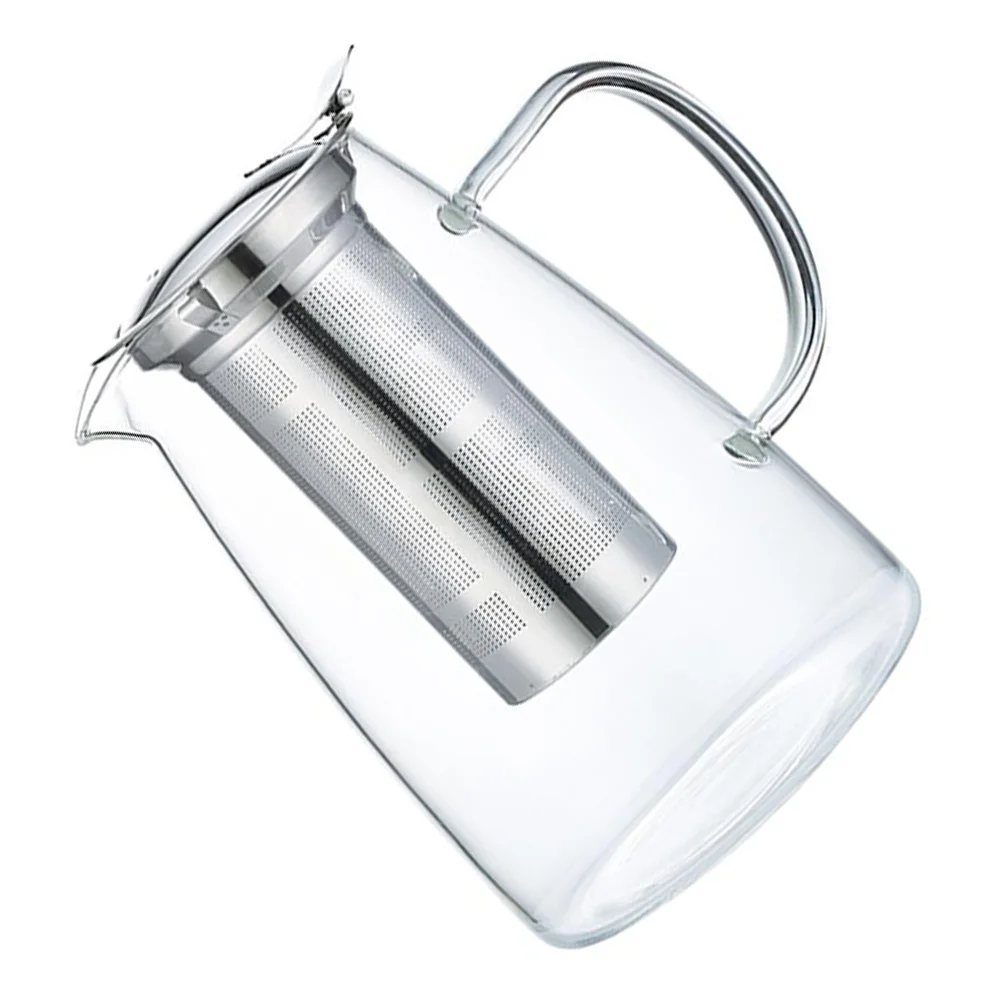 

1Pcs Glass Teapot Practical Drainer Kettle 1250ml Multipurpose Tea Kettle Water Storage Pot Large Capacity Glass Teapot