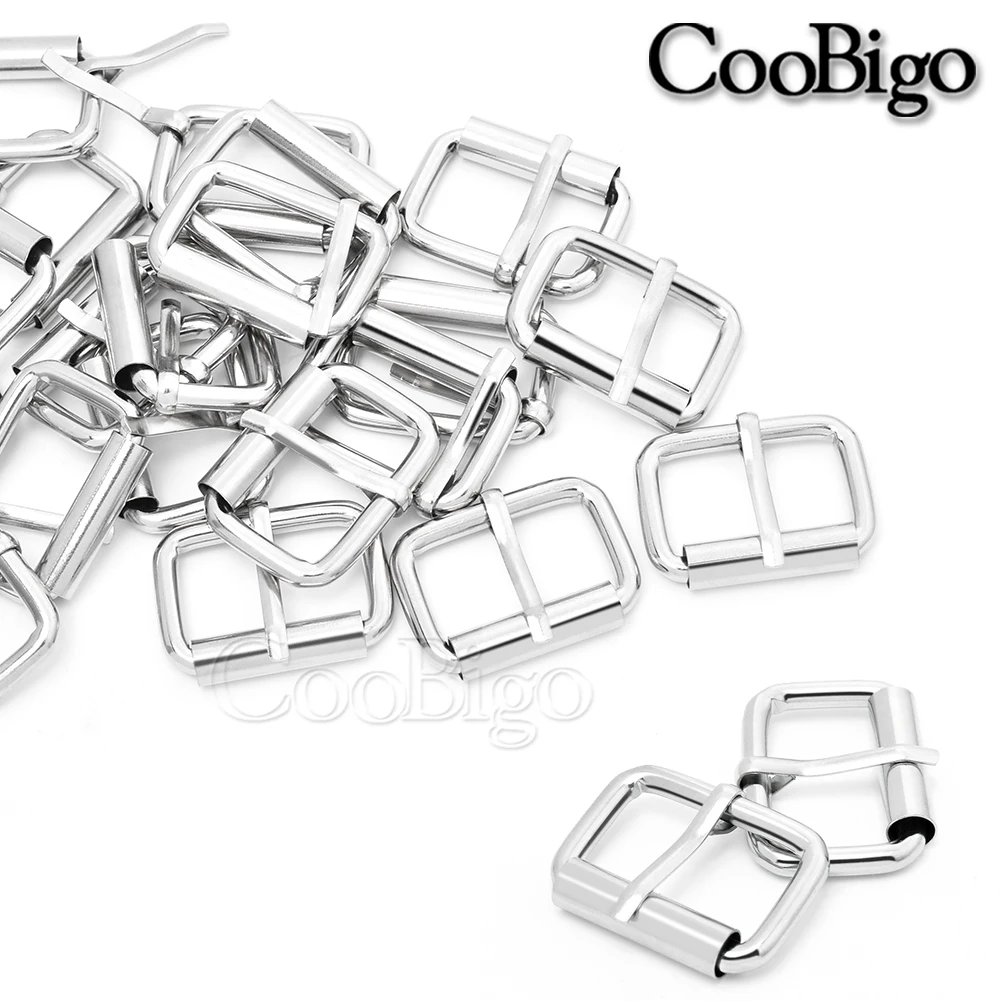 5pcs Metal Roller Pin Buckle Adjust Belt Dog Collar Chain Rectangle Ring for Leather Handbag Backpack Shoe Strap DIY Accessories