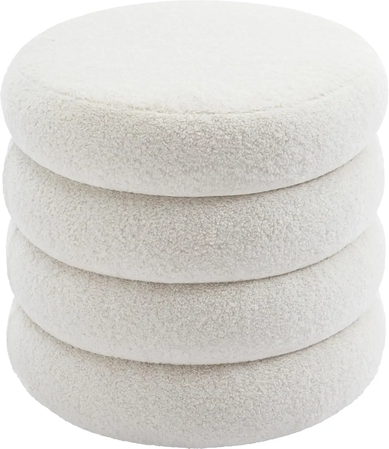 Storage Ottoman Round, Ottoman with Storage, Sherpa Ottoman Storage, 18 Inches H, 20 Inches D, Set of 1, Off-White