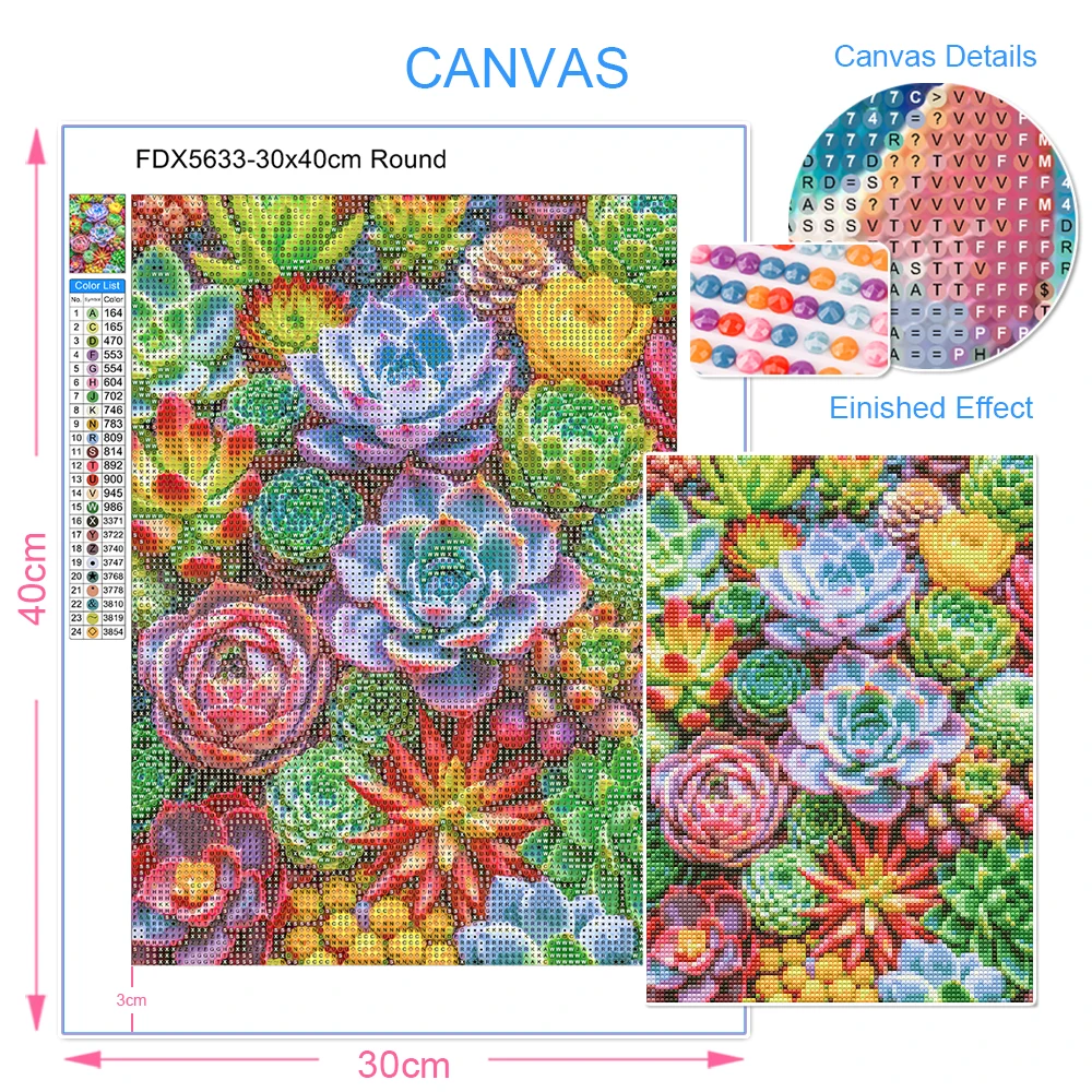 DIY 5D Diamond Art Painting Plants Beautiful Colorful Succulent Series Full Diamond Embroidery Kit Handmade Home Decoration