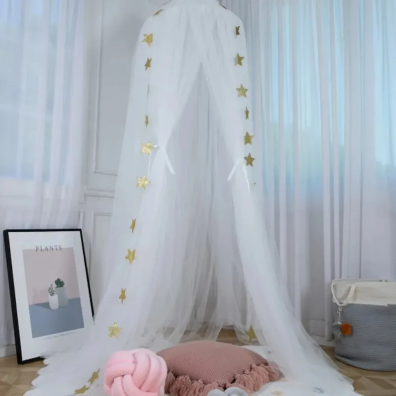 Nordic Princess Crown Dome Tent Mosquito Net 7-Layer Mesh Bed Canopy Kids Room Decoration Children's Play Tent Bed Curtain