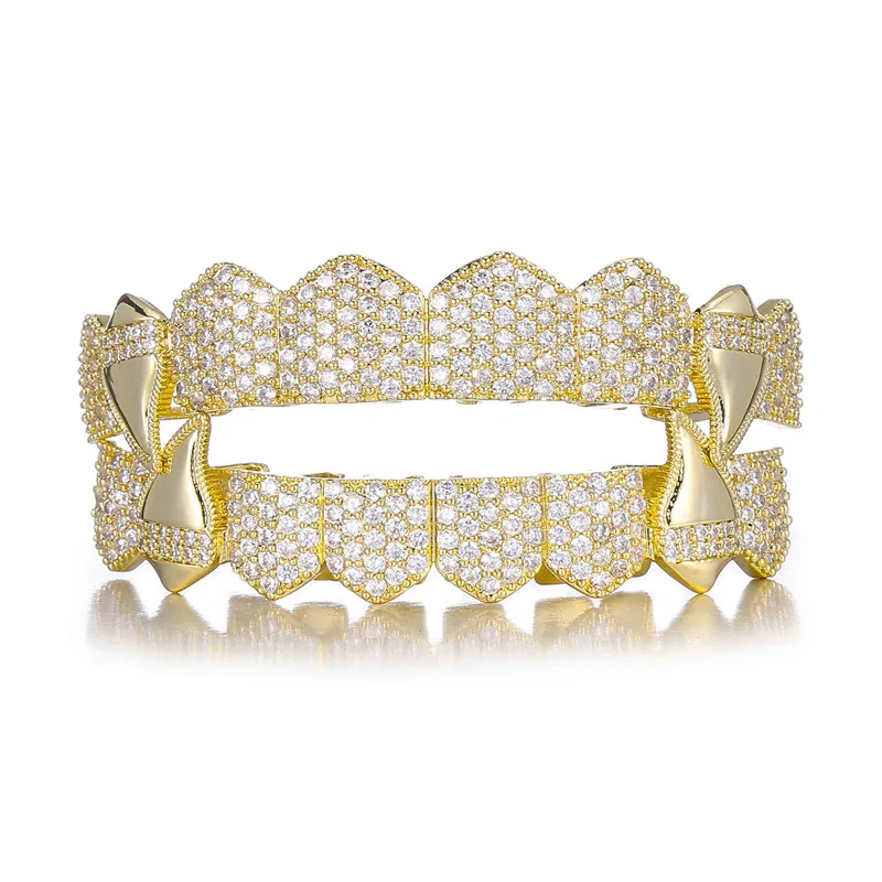 TrendMen الهيب هوب روك مصاص دماء النحاس زركونيا الأسنان المقبس تاج الأسنان للرجال بنين الذهب اللون معدن كريستال مجوهرات الحفلات هدايا #5