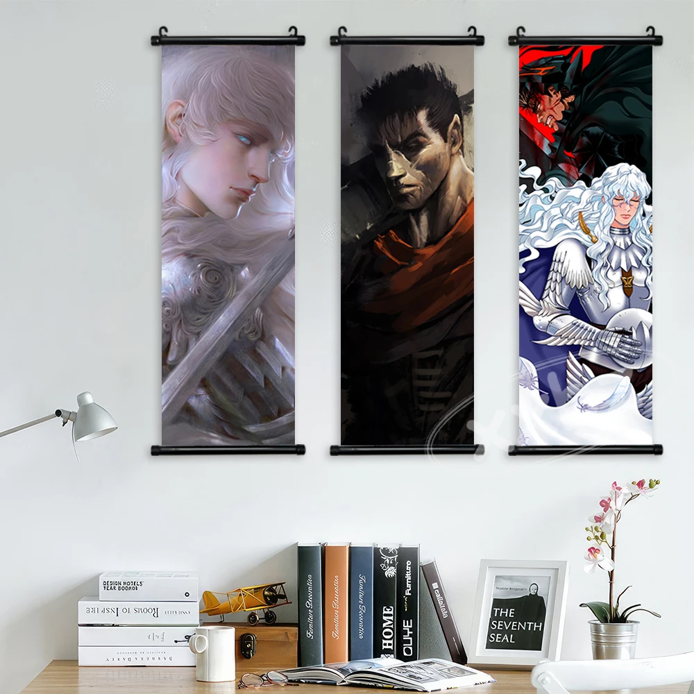 Dark Fantasy Anime Berserk Hängende Malerei Wandkunst Guts Figuren Schriftrollen Bild Druck Leinwand Poster Home Decor Wohnzimmer – Detail 4