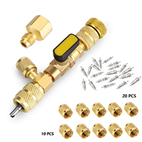 Valve Core Remover Installer Tool Kit with Dual Size 1/4 & 5/16 Port for with R22 R12 R407 R410 R404 R32 R600 HVAC System