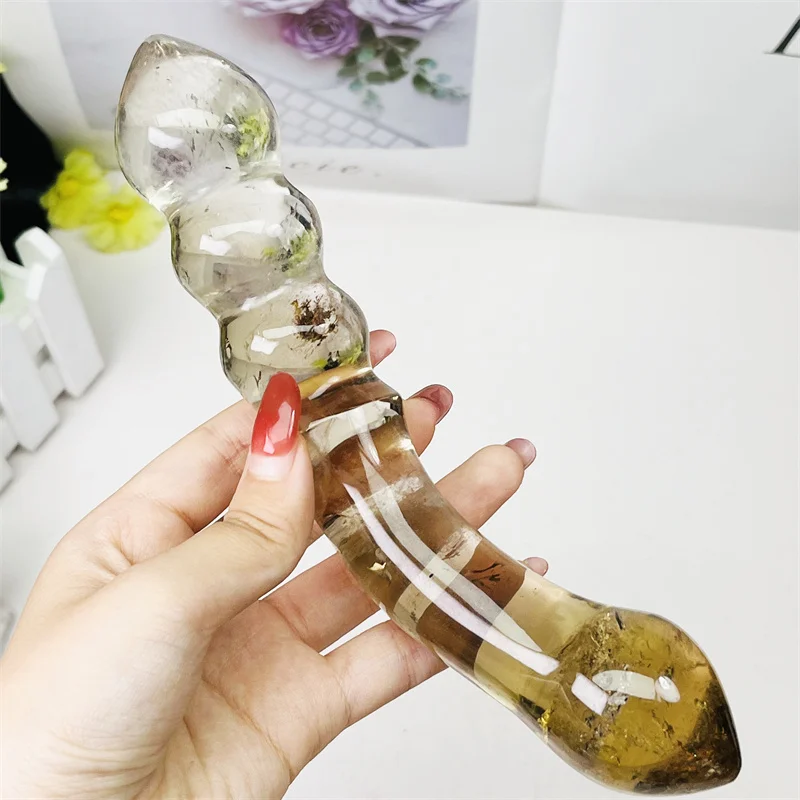 18cm Natural Smoky Quartz Penis Crystal Quartz Yoni Wand Massage Stick Healing Gemstone As Gift For Women 1pcs