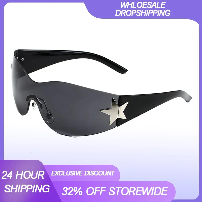 

Trendy Cycling Sunglasses for Men Women with Polarized Lenses - Star-Decorated UV400 Wrap Around Shades Stylish Outdoor Eyewear