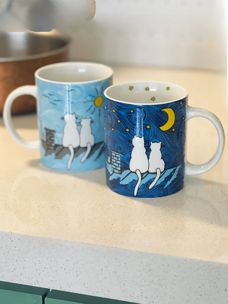 Tazas de Cerámica Pintadas a Mano Konitz, Tazas de Cé, Tazas de Agua, Diseño de Dibujos Animados, Regalos para Parejas, Ori...