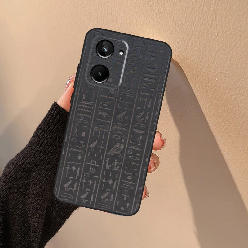 Egyptian Hieroglyphics Symbols Case For Realme GT Neo 5 3T 2T 9 10 11 Pro Plus C11 C15 C25s C21Y C30 C31 C33 C35 C53 C55