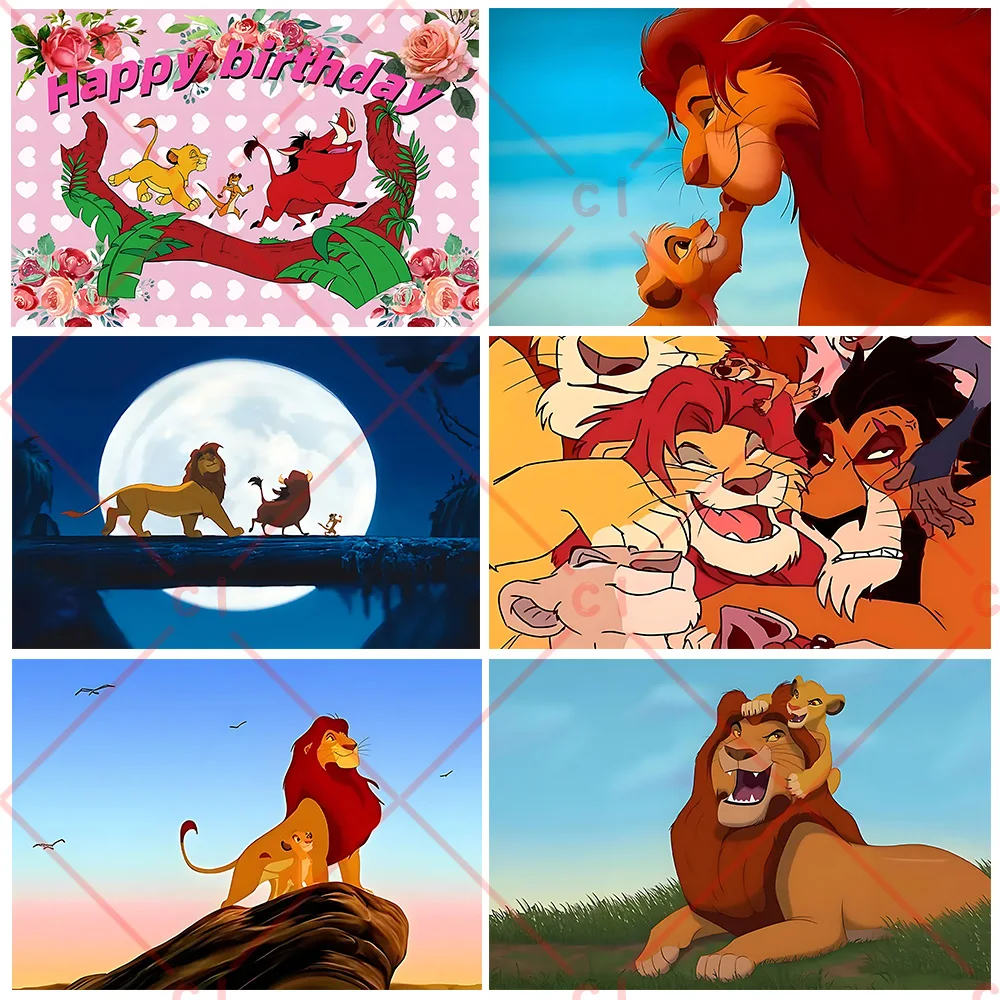 

Disney Lion King Simba Jungle Animals Photography Backdrop Forest Kids Birthday Party Photo Background Baby Shower Banner Poster