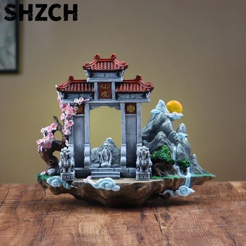 Chinese Style Creative Decoration Micro Landscape Ancient Style Architecture Office Desk Living Room Landscaping DecorationZI857