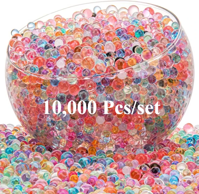 10,000 Pcs Rainbow Water Jelly Beads Gel Balls for Vase Filler, Water Bead for Soilless Planting 7-8mm for Gel Blaster Game Toys