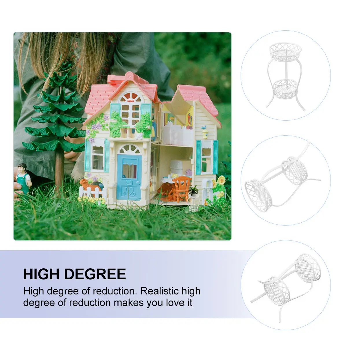 

1 шт. миниатюрная полка для хранения, аксессуар для кукольного домика, изящная двойная подставка для цветов, мини-мебель в ретро-стиле, украшение