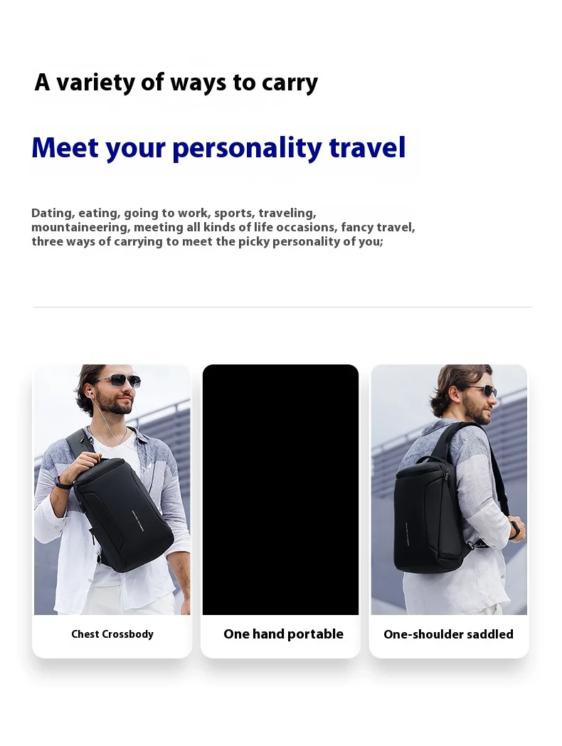 MARK RYDEN Large Capacity Crossbody Shoulder Bag For Men Travel Sling Bag Fits in 11inch Pad
