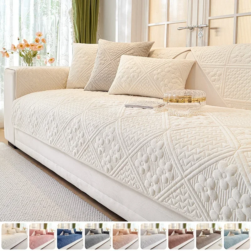 Floral Pattern Thicken Sofa Cover Universal Soft Velvet Sofa Cushion Non-slip Couch Towel Mat for Living Room Four Seasons 1PC