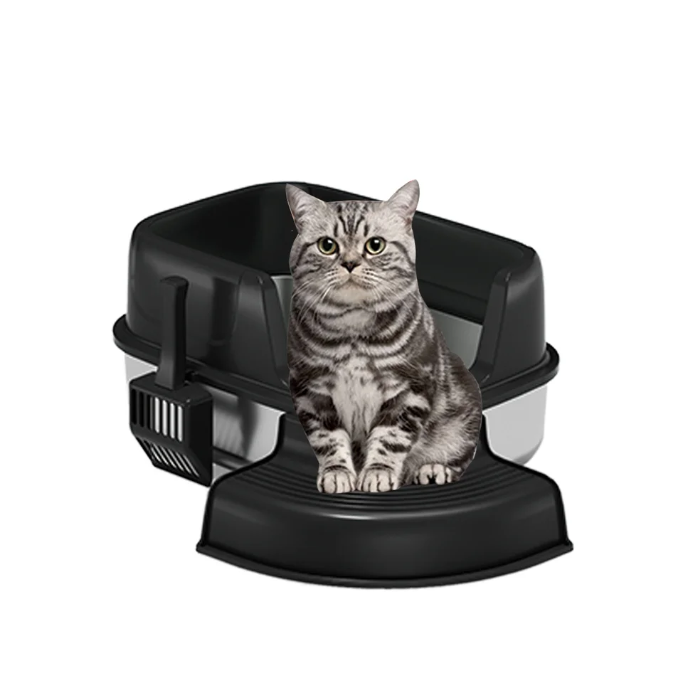 

Большой ящик для кошачьего туалета из нержавеющей стали и АБС-пластика с герметичными и антикоррозионными функциями включает лопатку для кошачьего туалета.