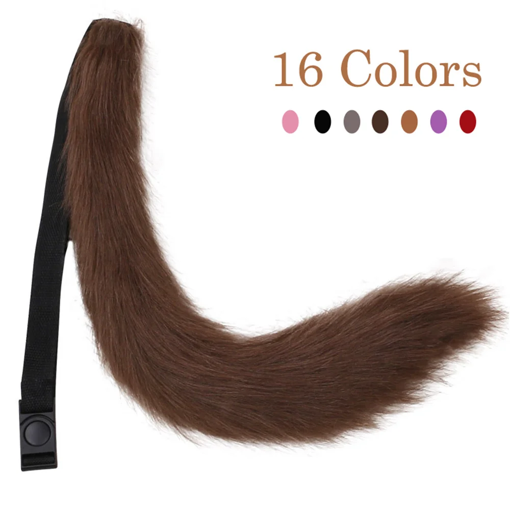 

60CM Long Faux Furry Fox Tail Anime Cosplay Costume Props Halloween Lolita Animal Cat Tail Fursuit Handmade Fur Plush Tail