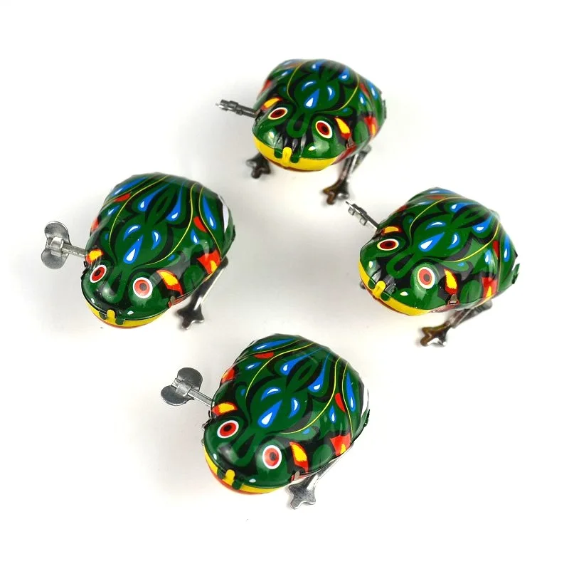 1PC Kids Classic Tin Wind Up Clockwork Toys Jumping Frog Vintage Toy for Children Boys Educational