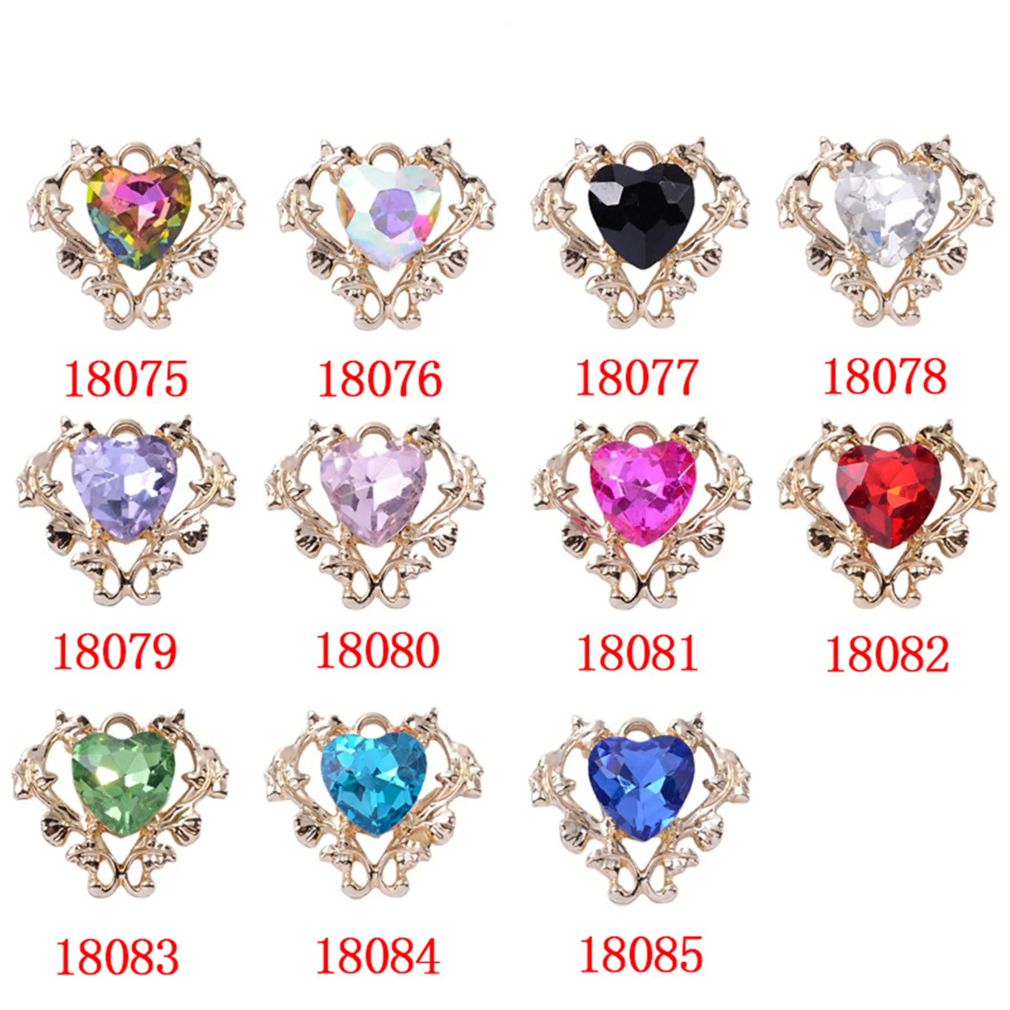 10pcs/lot UV color retention alloy hollowed inlay love crystal pendant pendant fashion earrings pendant materials wholesale