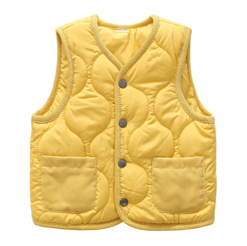 Brand Winter Child Waistcoat Quilted Single-breasted Warm Padded Baby Girls Boys Vest Kids Jackets For 2-12 Years