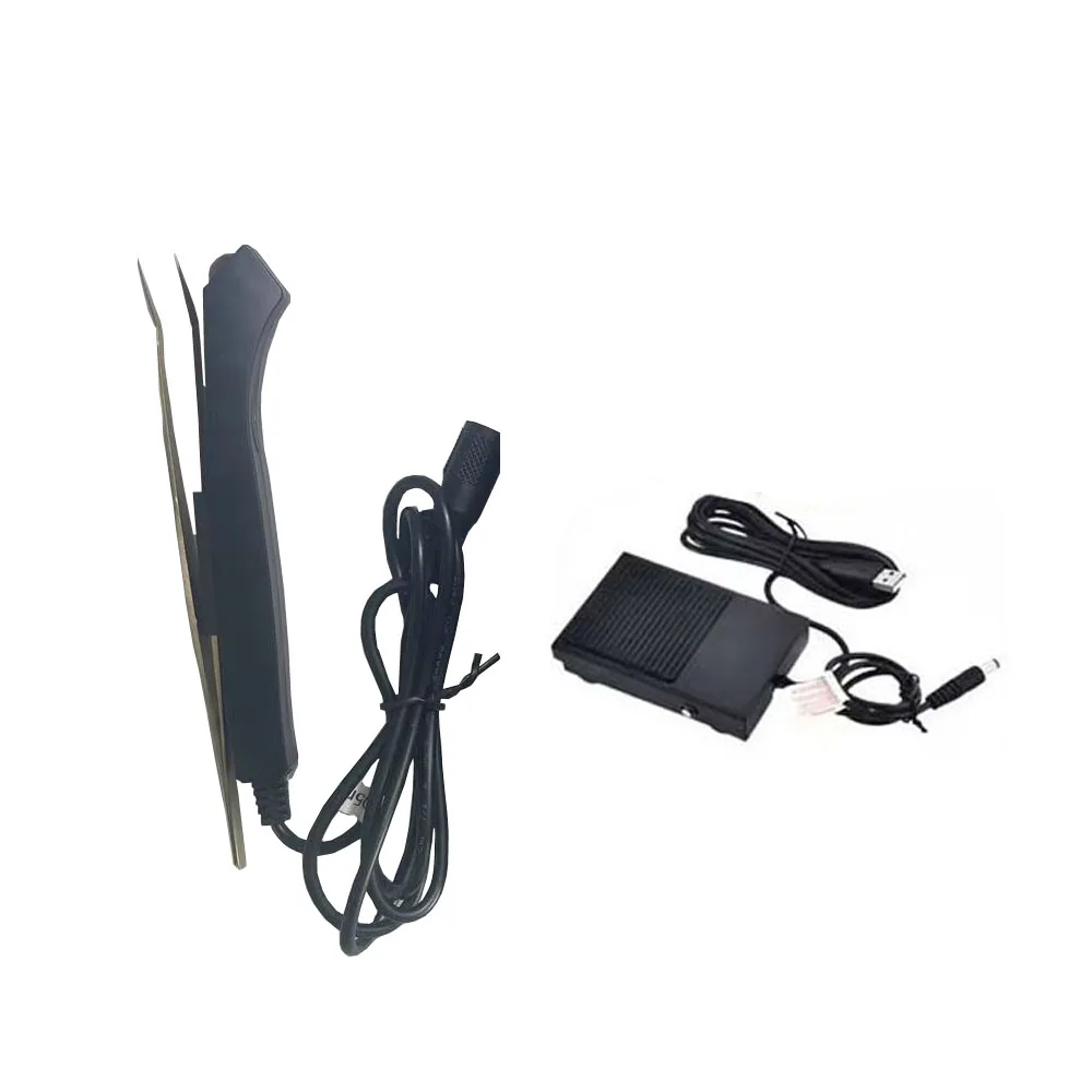 مصباح ملاقط لتمديد الرموش، ملاقط تجميل الأظافر من الفولاذ المقاوم للصدأ، ملاقط ذات طرف مدبب مع مصباح علاج الغراء بالأشعة فوق البنفسجية