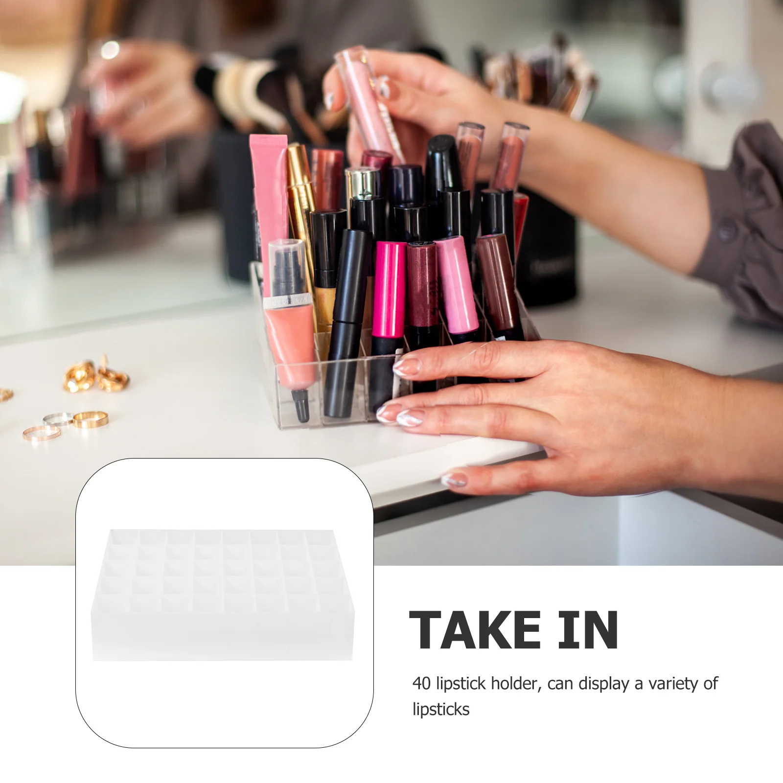 

40 Slots Lipstick Storage Box White Creative Organizer Jewelry Makeup Desk Holder for Home Shop Small Essentials