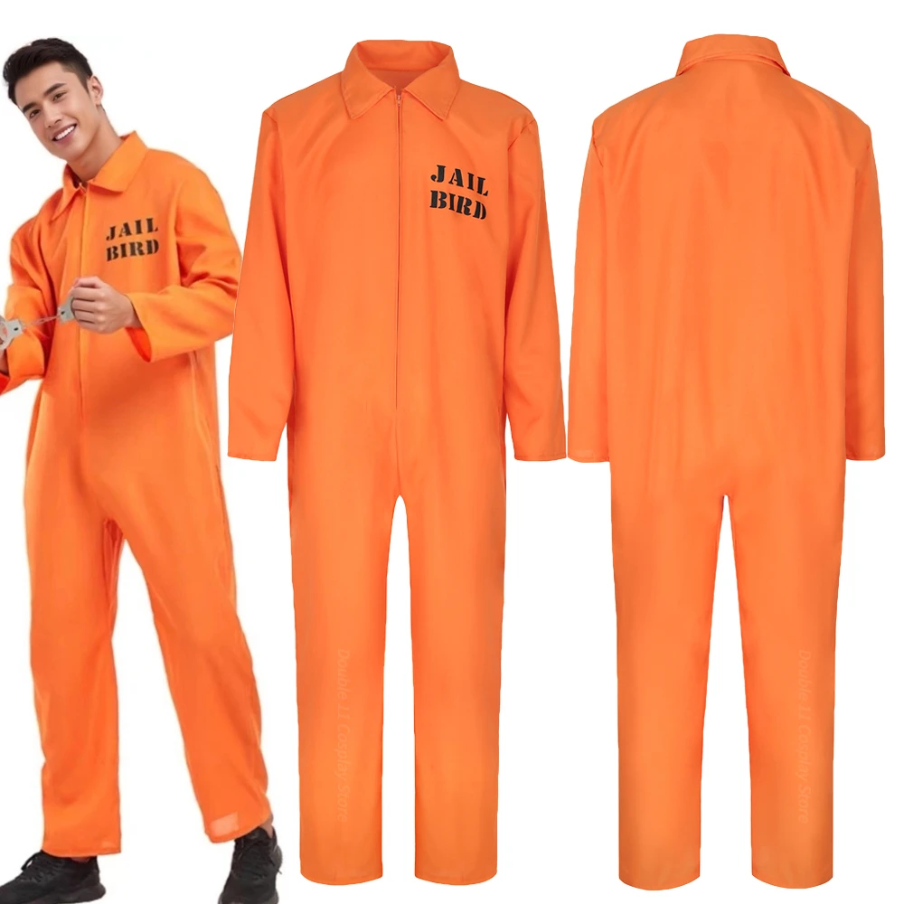 

Movie Prisoner Jail Bird Cosplay Costume Adult Unisex Orange Jumpsuit Uniform Bodysuit Halloween Carnival Party Clothes Outfit