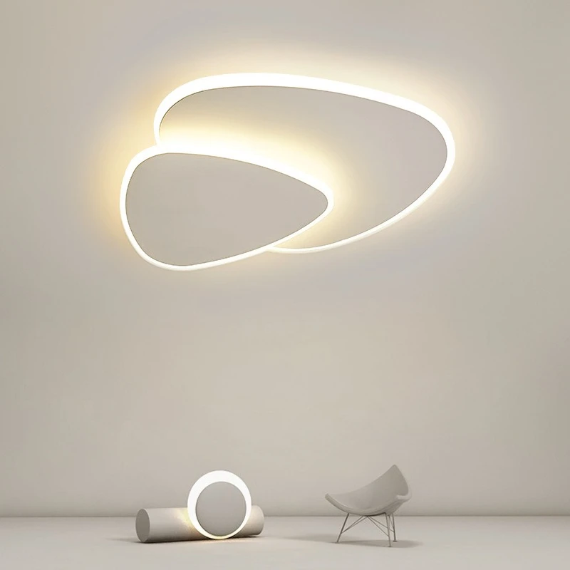Modern Minimalist White Acrylic LED Ceiling Lamp Design Personality Art Decor Master Bedroom Hotel Study Indoor Lighting Fixture