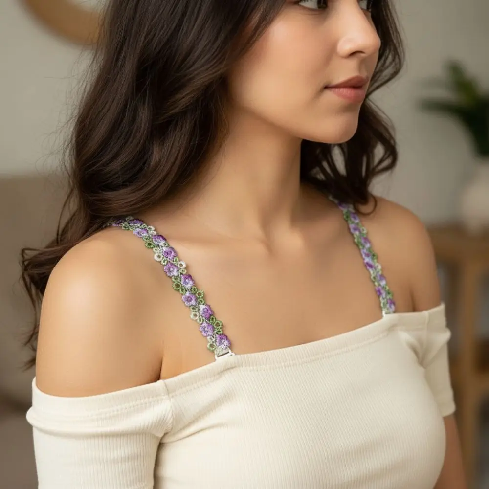 

Removable Floral Bra Straps Polyester Anti-slip Shoulder Straps Adjustable Sweet Flowers Floral Shoulder Belts