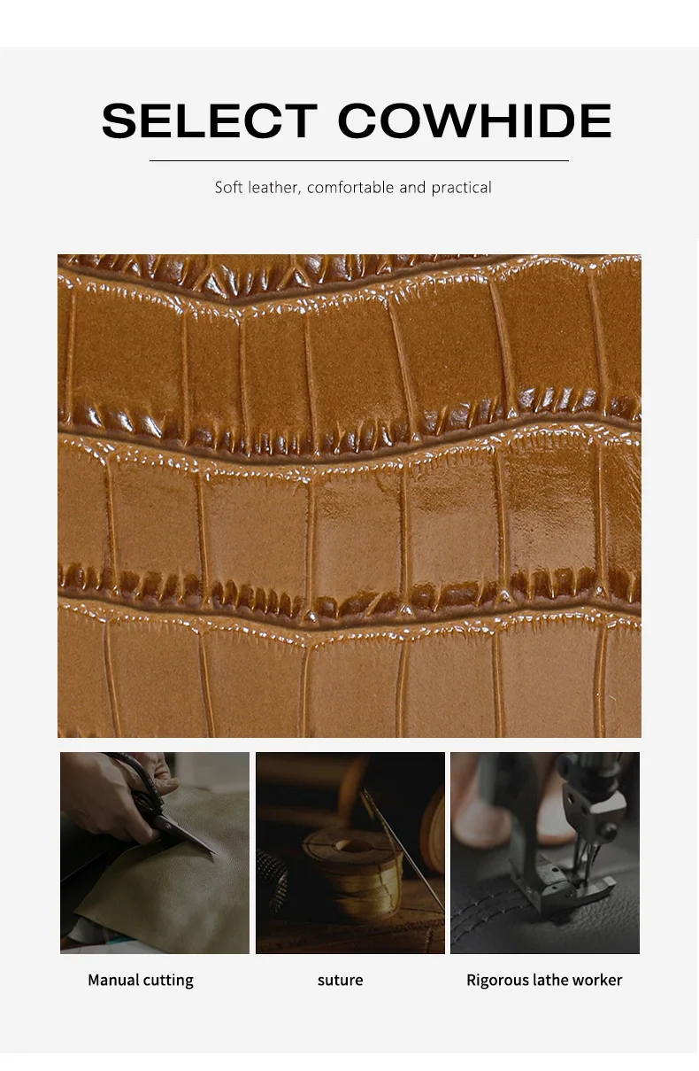 Aidrani Mini-Quadrat-Tasche aus echtem Leder mit Krokodilmuster, Handtasche mit großem Fassungsvermögen, Aufbewahrungstasche für Damen – Detail 9