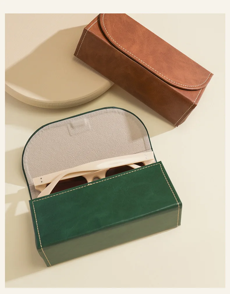 Premium PU Herren Brillenetui mit großer Kapazität, Ins-Stil, stoßfest, tragbar, Brillen-Aufbewahrungsbox, Brillenbox als Geschenk – Detail 6