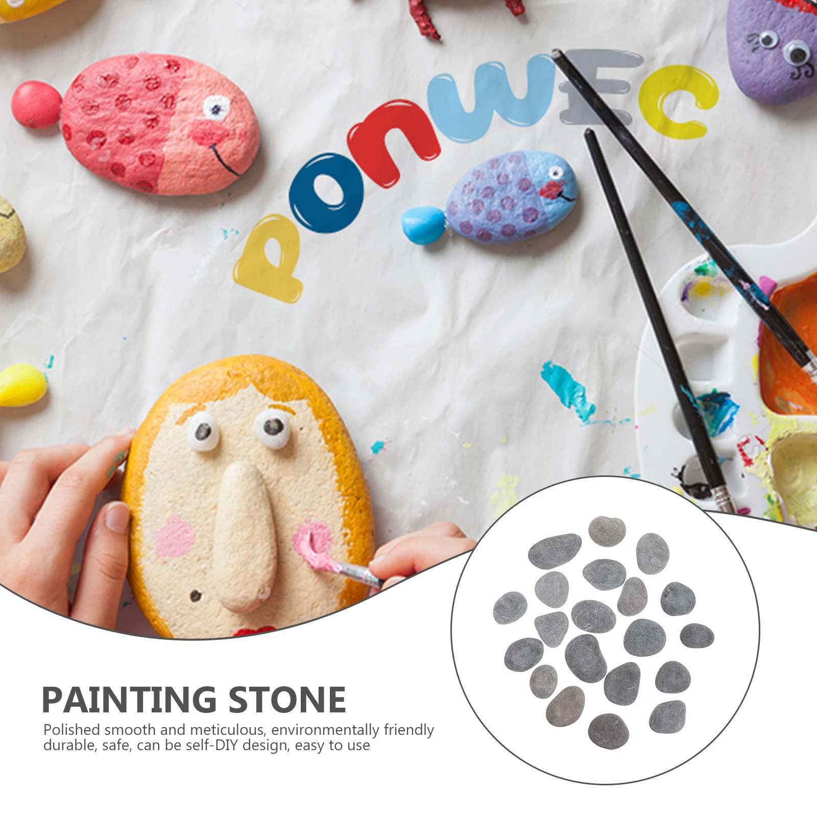 

1set Painted Stones Craft Rock Painting Kit Smooth Pebbles Beach Rocks Drawing Stone Toy Creative Fish Tank Decor