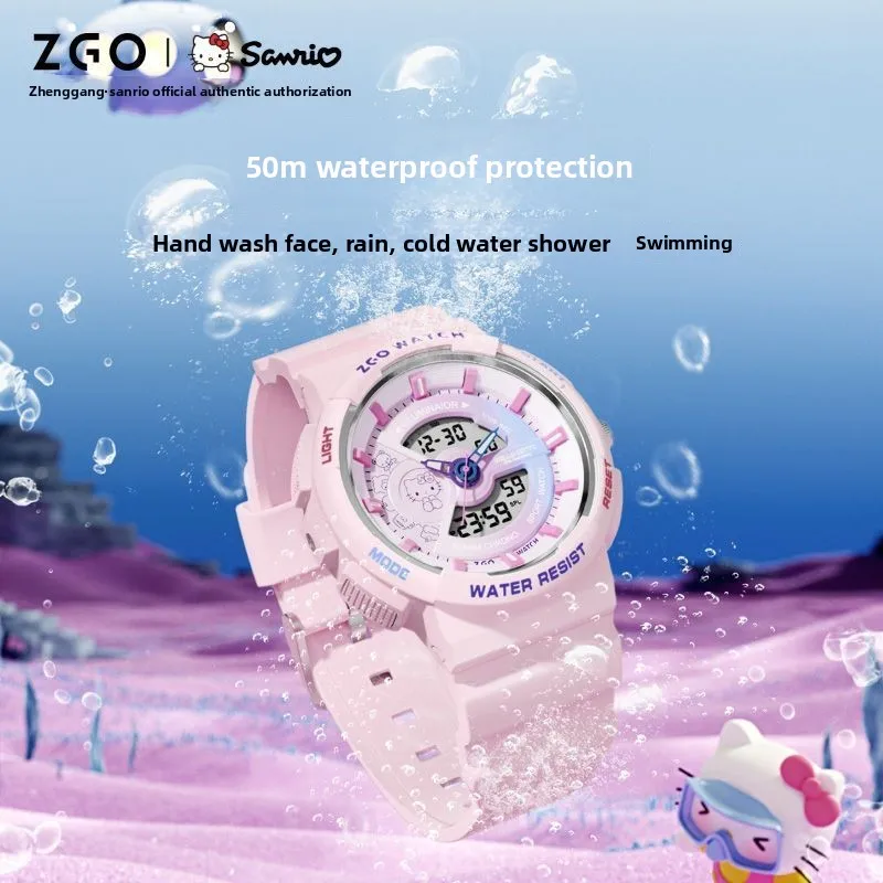 ZGO Co-branded HelloKitty 50th Anniversary Edition Luminous Waterproof Children's Watch Colorful Pink