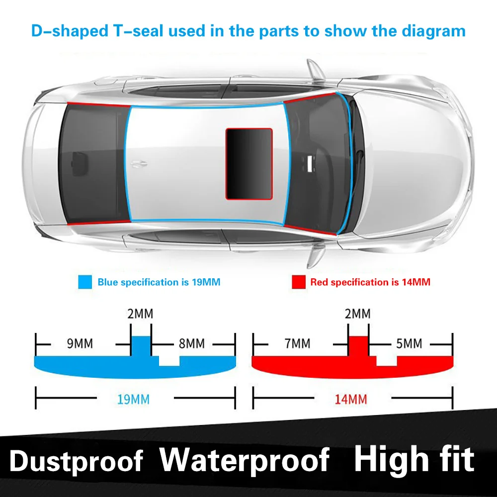 Car Rubber Seal Strips Auto Seal Protector Sticker Window Edge Windshield Roof Rubber Sealing Strip Noise Insulation Universal