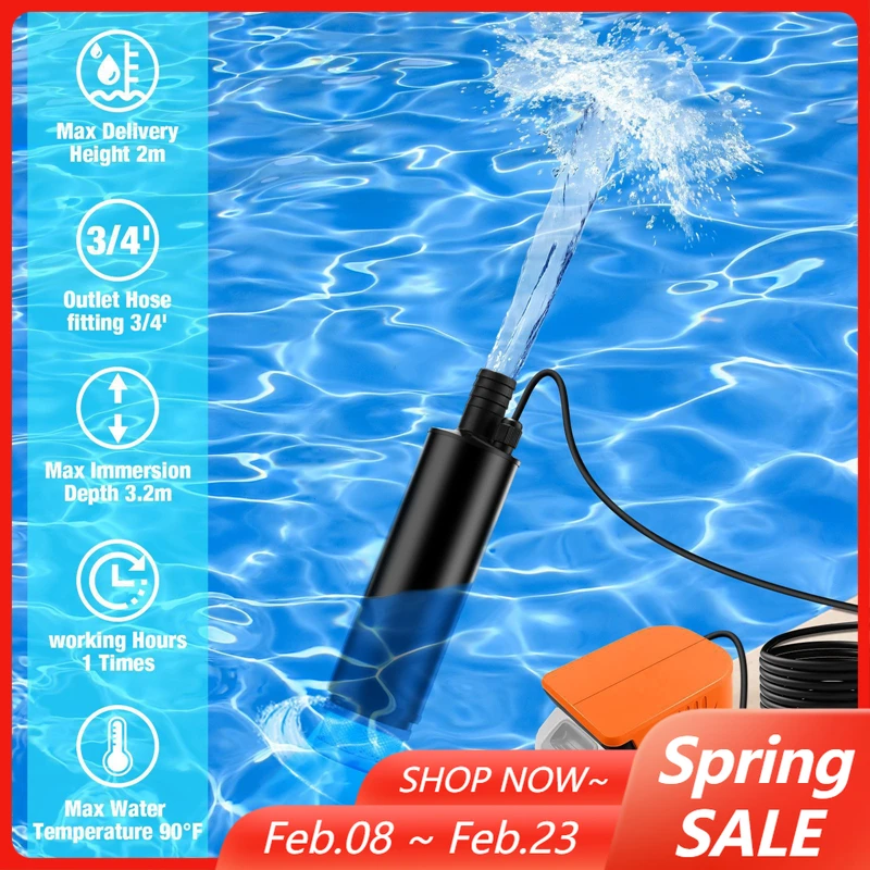 

Cordless Water Transfer Pump Battery Powered Deep Well Submersible Water Pump for Garden Camping for Makita/Milwaukee/Dewalt