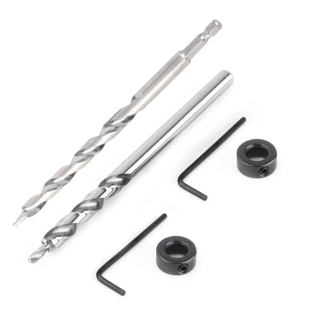 

2 Pcs 3/8 inch (9.5mm) Pocket Hole Drill Bit 6.5 inch Length 1/4 inch Hex Shank Pocket Hole Jig Drill Bit HSS (High-Speed Steel)