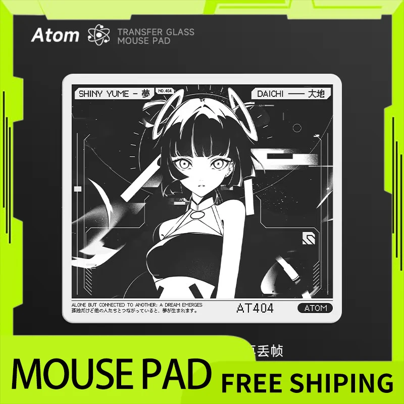 Glass Gaming Mouse Pad Customizable Pattern Tempered ATOM Mousepads Smooth Gaming Desk Mat FPS Esports Office Gaming Accessories