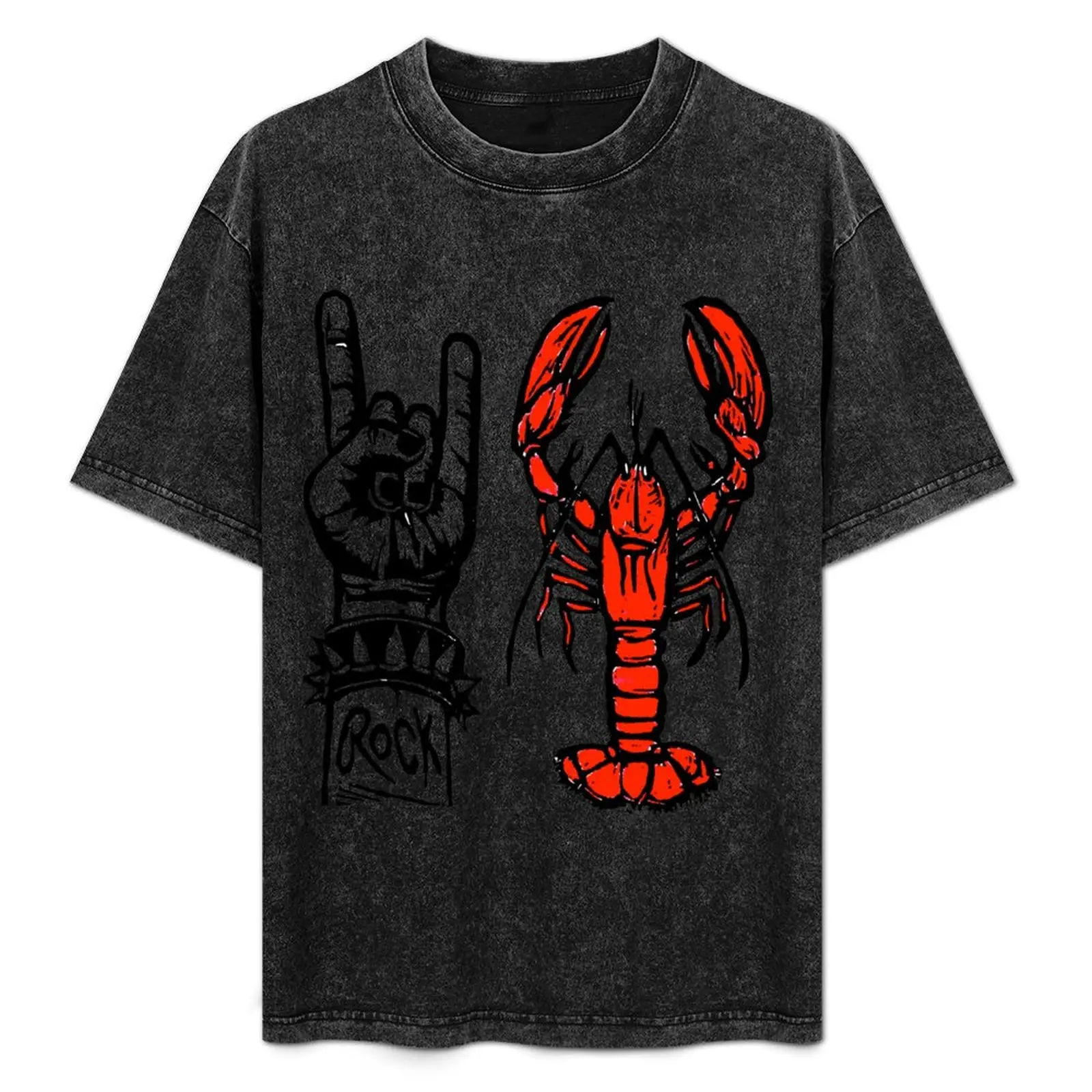 

ROCK LOBSTER - B-52s - original linocut print with colored pencil T-Shirt Modern Style Print T-Shirt