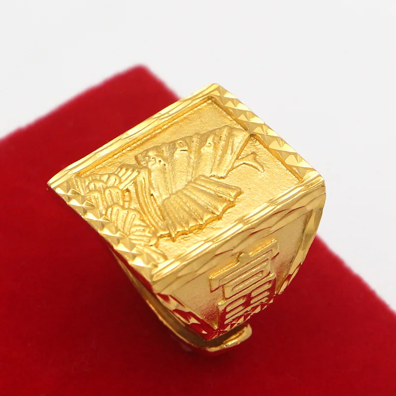 

Роскошное мужское тайское кольцо из чистого золота 24K 9999 пробы, гладкое, регулируемое, для эффектного образа.