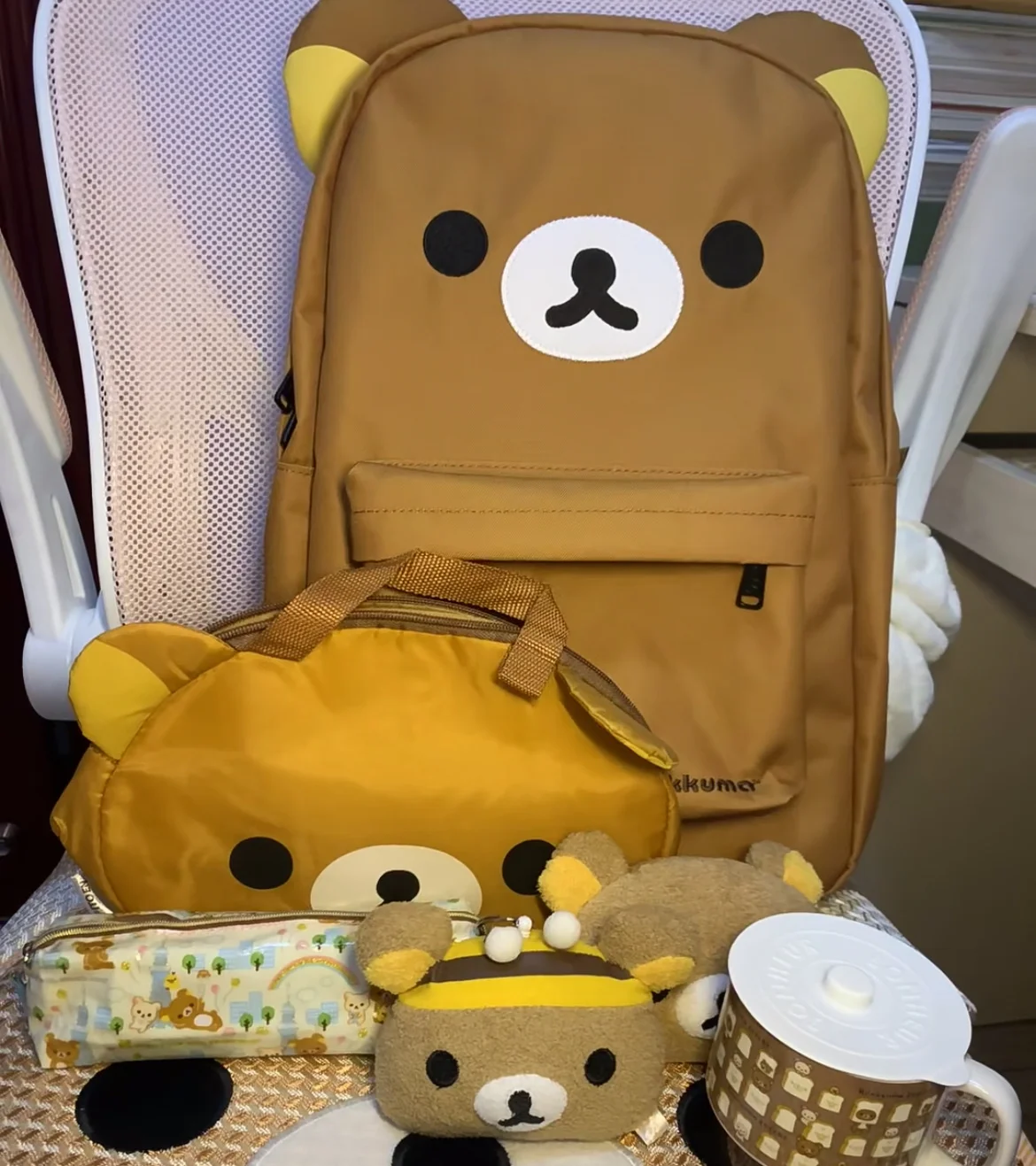 Cute Bear Rilakkumas Backpack Large Capacity Anime Cartoon Backpack Stylish Student School Bag Nylon Shoulder Bags Schoolbag