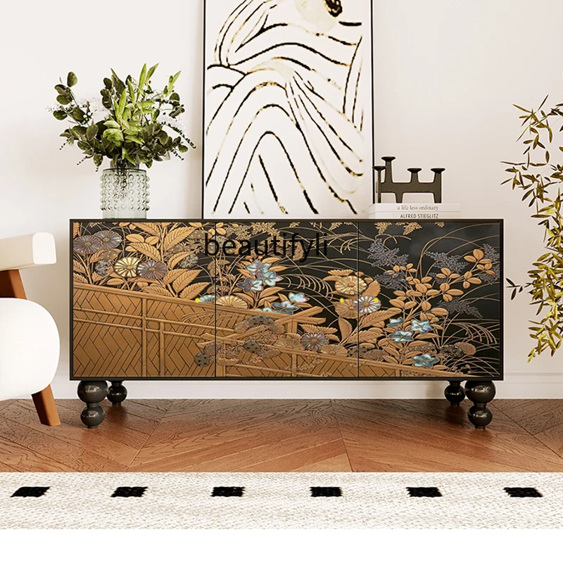 Chinese Classical Sideboard Cabinet Solid Wood Wall Long Cabinet Household Multi-Functional Locker