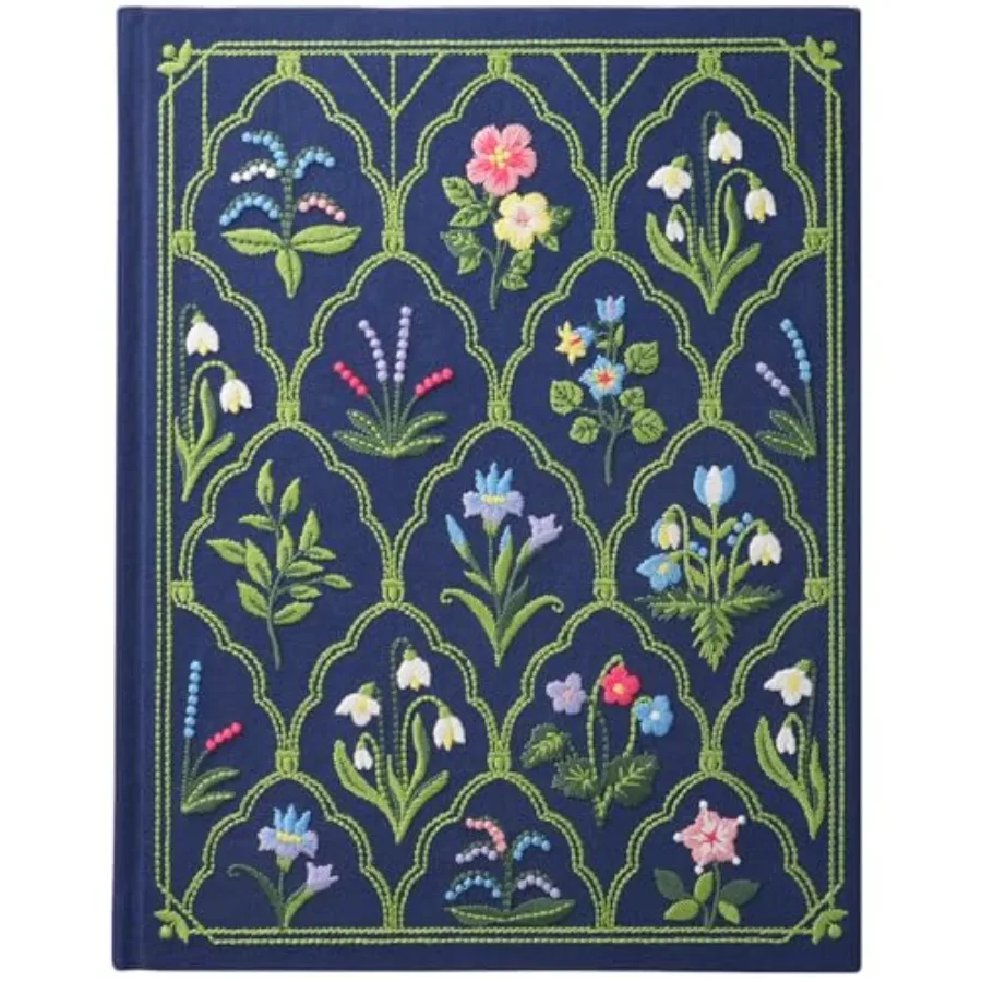 

Роскошный вышитый скетчбук для женщин, 180 г/м², премиальная плотная бумага, 92 чистых страницы, скетчбук для хранения воспоминаний с цветочной вышивкой, 1 шт.