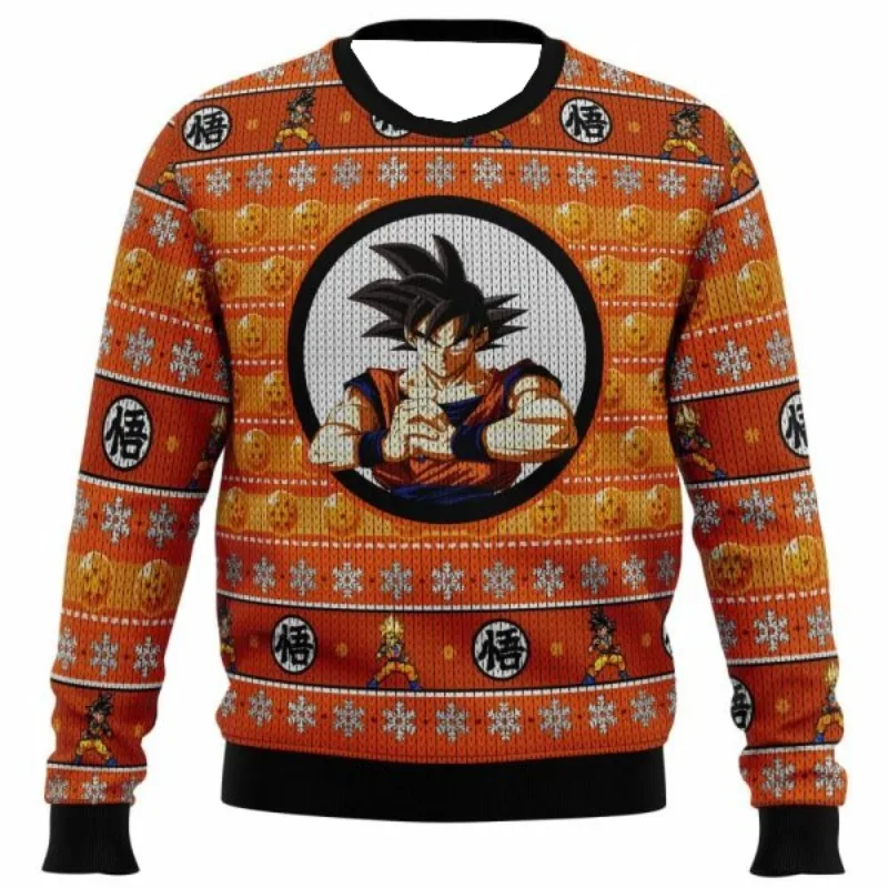 Dragon Ball Z Goku Japanese Anime Hoodies 3D Printed Funny Christmas Hoodie Fleece Warm Top Round Neck Hoodie Harajuku Hoodies