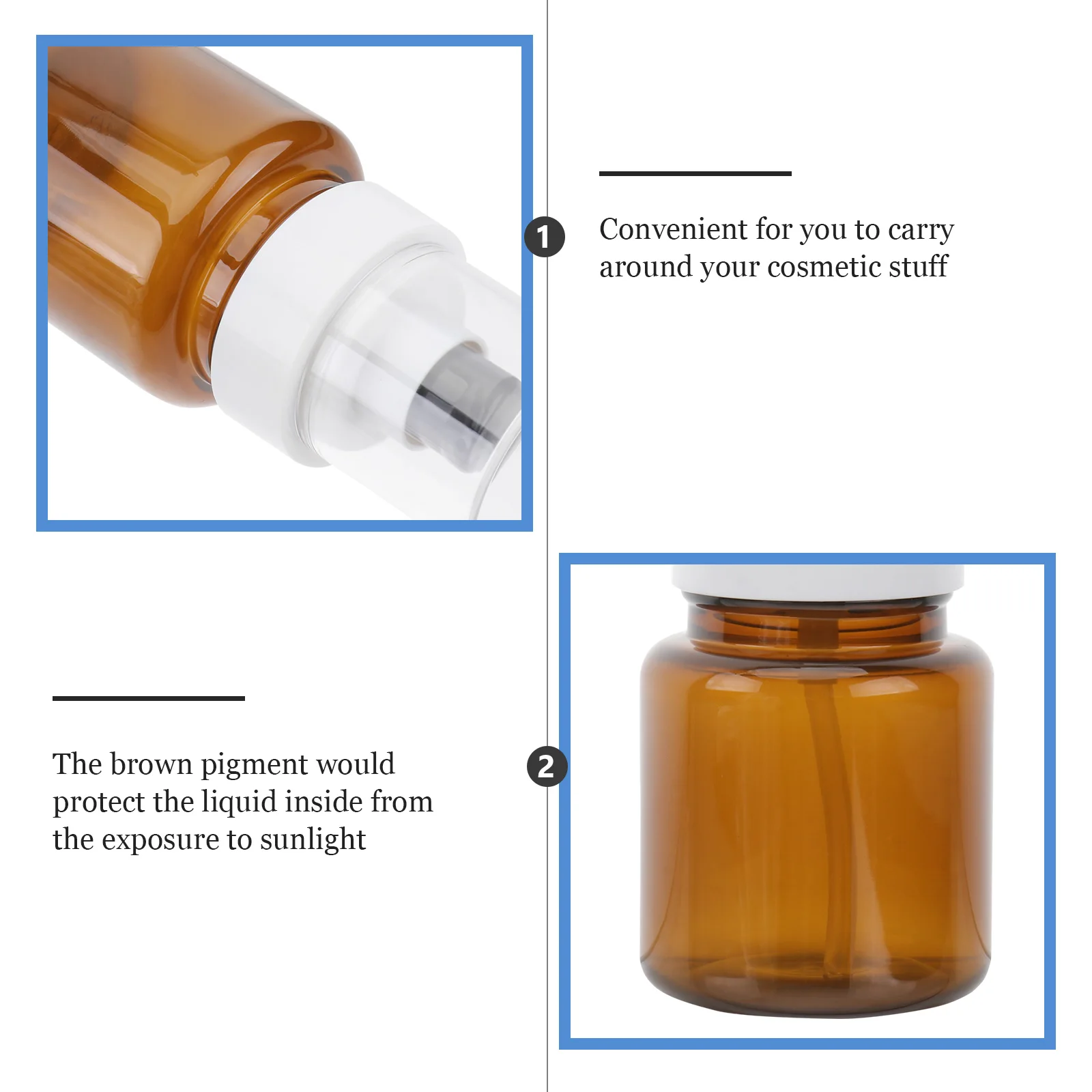 

3Pcs 80ml Premium Brown Empty Pump Bottles Portable Essential Oil Bottle Eco-Friendly Cosmetic Container Travel Use