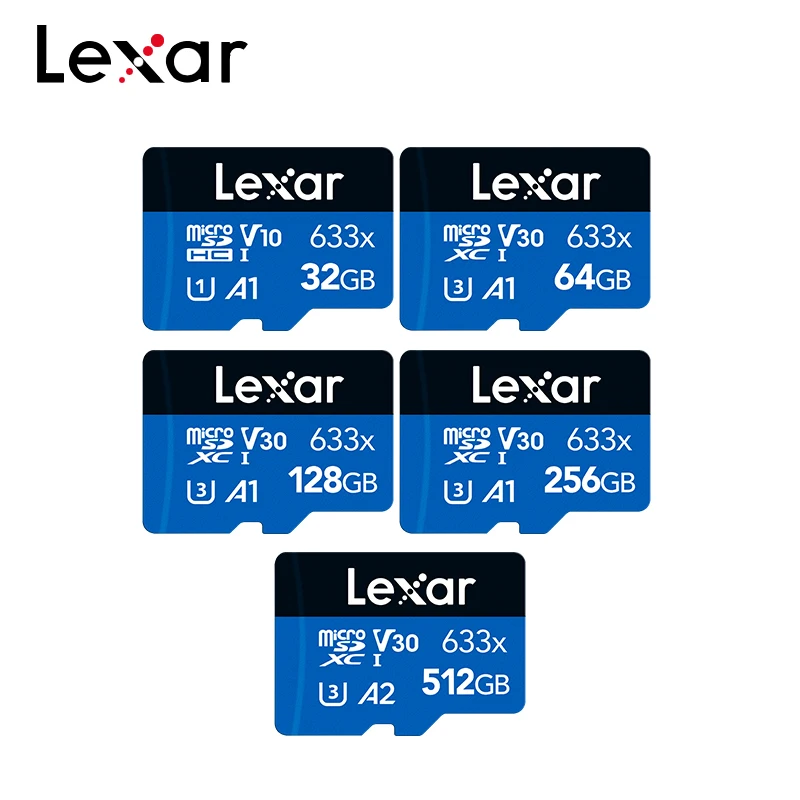 Lexar MicroSD Card 633x 256GB 128GB 64GB 32GB High Performance C10 MicroSDXC Memory Card TF Flash Card 256GB For Phone Tablet