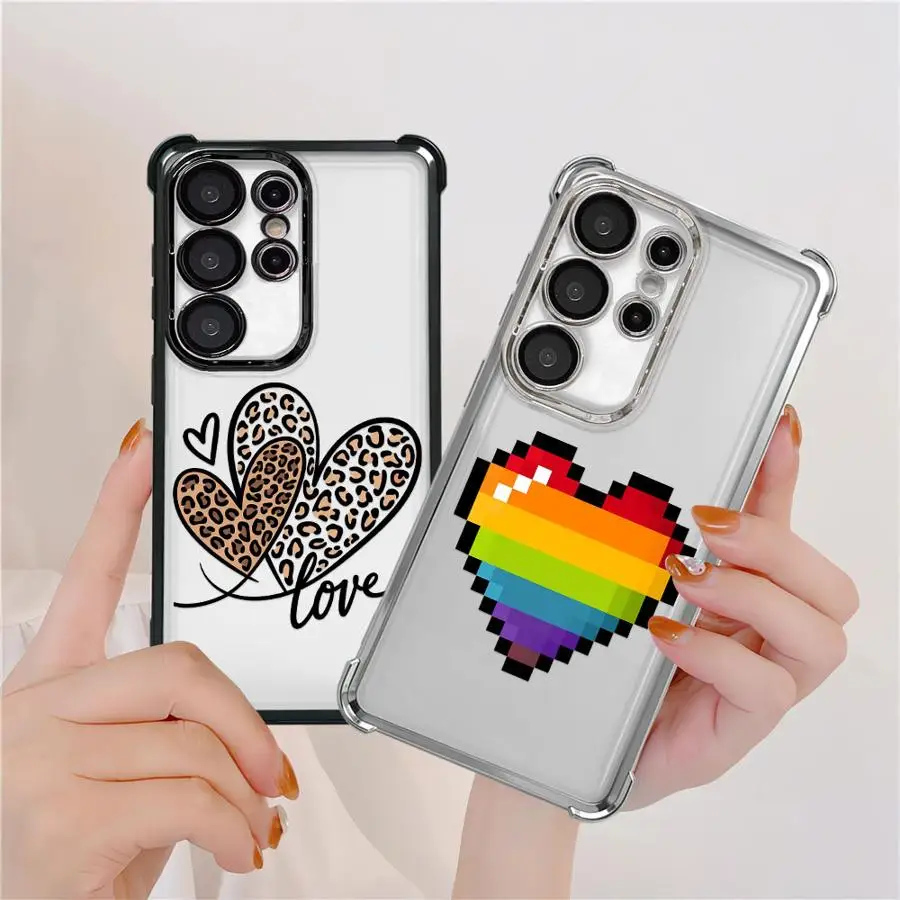 Phone Cover Case for Samsung Galaxy S25 S21 Plus S25Edge S22 Ultra S20 FE S23 S24 Pixel Rainbow Leopard Print Heart 