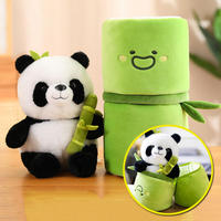 25 40CM Kawaii Bamboo Tube Panda Set Plush Pillow Doll Toy Cute Plushies Stuffed Animal Soft Hugging Kid Birthday Christmas Gift