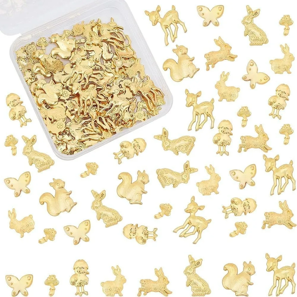 96Pcs Animal Themed Resin Filler 8-Style Alloy Epoxy Resin Supplies Rabbit Squirrel Butterfly Mushroom Chick Sika Deer Filling