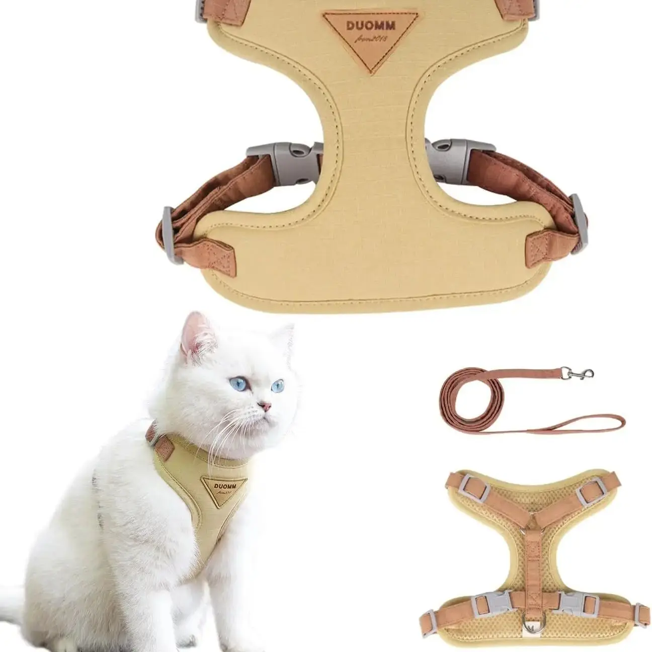 ปรับสายรัดลูกแมวชุด Escape PROOF Breathable Cat Harness และสายจูงสําหรับเดินกลางแจ้งควบคุมง่าย PET Supplies
